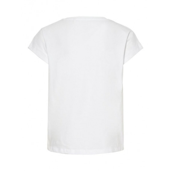 Памучна бяла блуза СТОЛИЦИ с къс ръкав за момиче Name it 54325 2