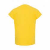 Памучна жълта блуза с къс ръкав и розов надпис за момиче Name it 54328 2