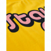 Памучна жълта блуза с къс ръкав и розов надпис за момиче Name it 54329 3