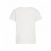 Памучна бяла блуза с къс ръкав и апликация за момче Name it 54360 2
