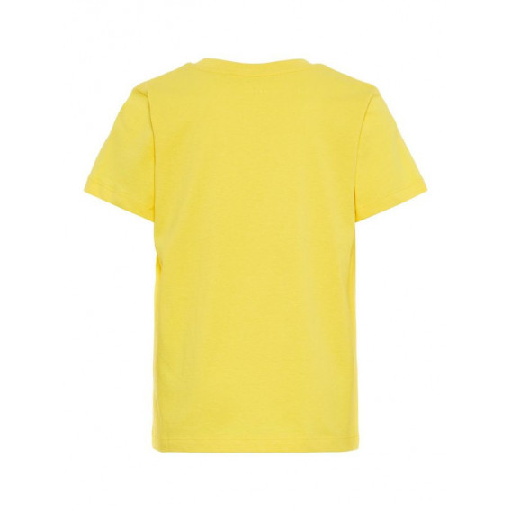Памучна жълта блуза с къс ръкав за момче Name it 54363 2