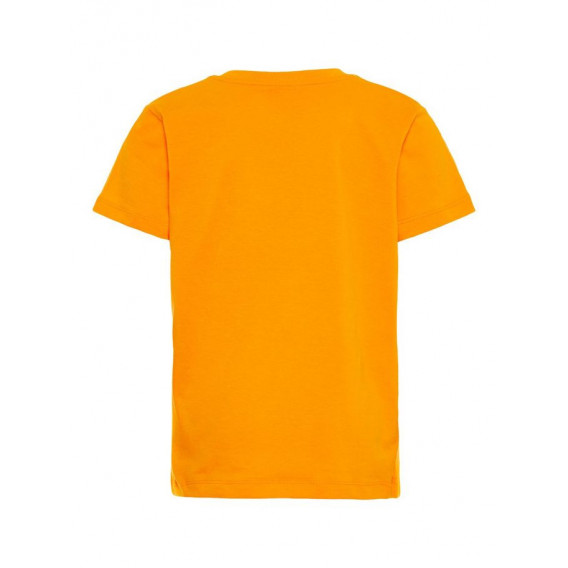 Памучна блуза с къс ръкав и цветен принт за момче, оранжева Name it 54366 2