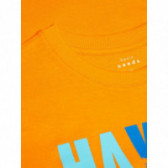 Памучна блуза с къс ръкав и цветен принт за момче, оранжева Name it 54367 3