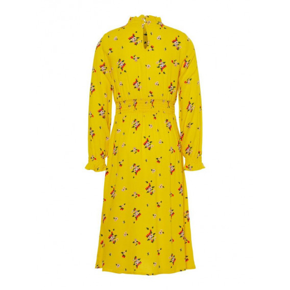 Памучна рокля жълта с флорален принт за момиче Name it 54424 2