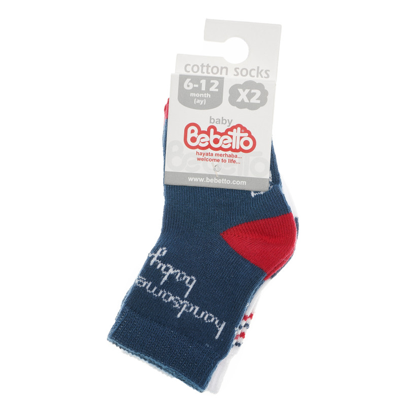 Комплект чорапи за бебе момче с червени детайли  55016