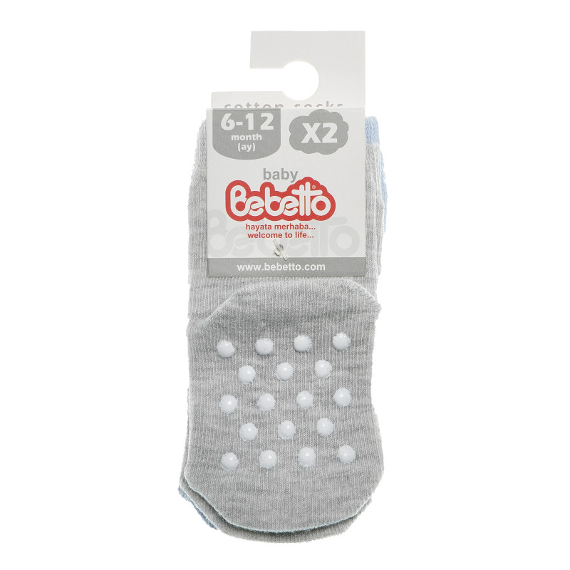 Комплект от 2 бр. бебешки чорапи, сив - син  55037