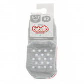 Комплект от 2 бр. бебешки чорапи, сив - розов Bebetto 55040 
