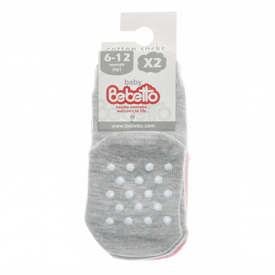 Комплект от 2 бр. бебешки чорапи, сив - розов Bebetto 55040 