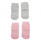Комплект от 2 бр. бебешки чорапи, сив - розов Bebetto 55042 3