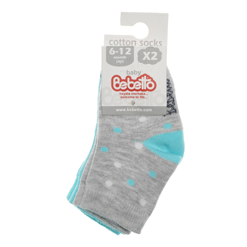 Комплект 2 бр. чорапи за бебе, сиво и светло синьо  55047