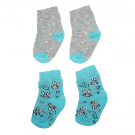 Комплект 2 бр. чорапи за бебе, сиво и светло синьо Bebetto 55048 2