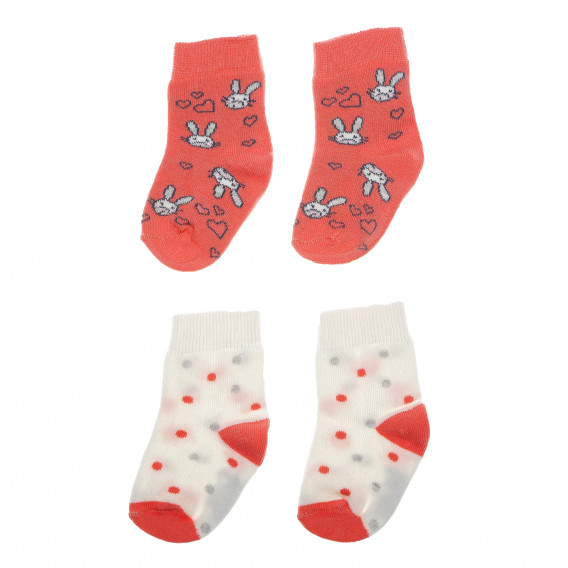Комплект 2 бр. чорапи за бебе, бяло и оранжево Bebetto 55050 2