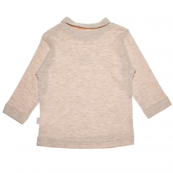 Памучна блуза с дълъг ръкав и малка щампа за бебе момче, бежова Bebetto 55091 2