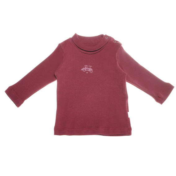 Памучна блуза с дълъг ръкав и малка щампа за бебе момче, червена Bebetto 55093 