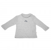 Памучна блуза с дълъг ръкав и малка щампа за бебе момче, сива Bebetto 55097 