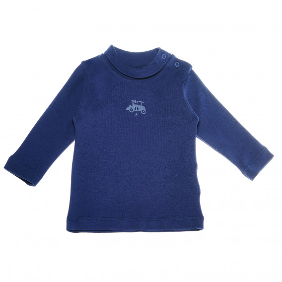 Памучна блуза с дълъг ръкав и малка щампа за бебе момче, тъмно синя Bebetto 55101 