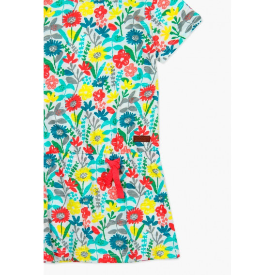 Памучна рокля с къс ръкав и флорален принт, многоцветна Boboli 56218 3