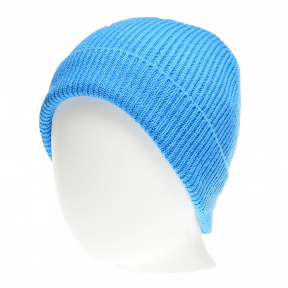 плетена шапка с цветен принт за момче, синя Benetton 57867 