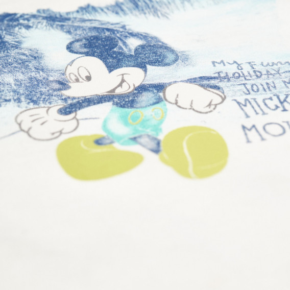 памучна блуза с къс ръкав за бебе с цветен принт на Мики Маус  за момче Benetton 57896 3