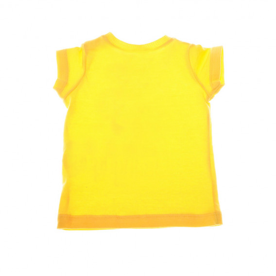 Памучна жълта блуза с къс ръкав за бебе с цветен принт за момиче Benetton 57898 2