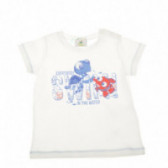Памучна блуза с къс ръкав за бебе и цветен принт от детска анимация за момче Benetton 57907 
