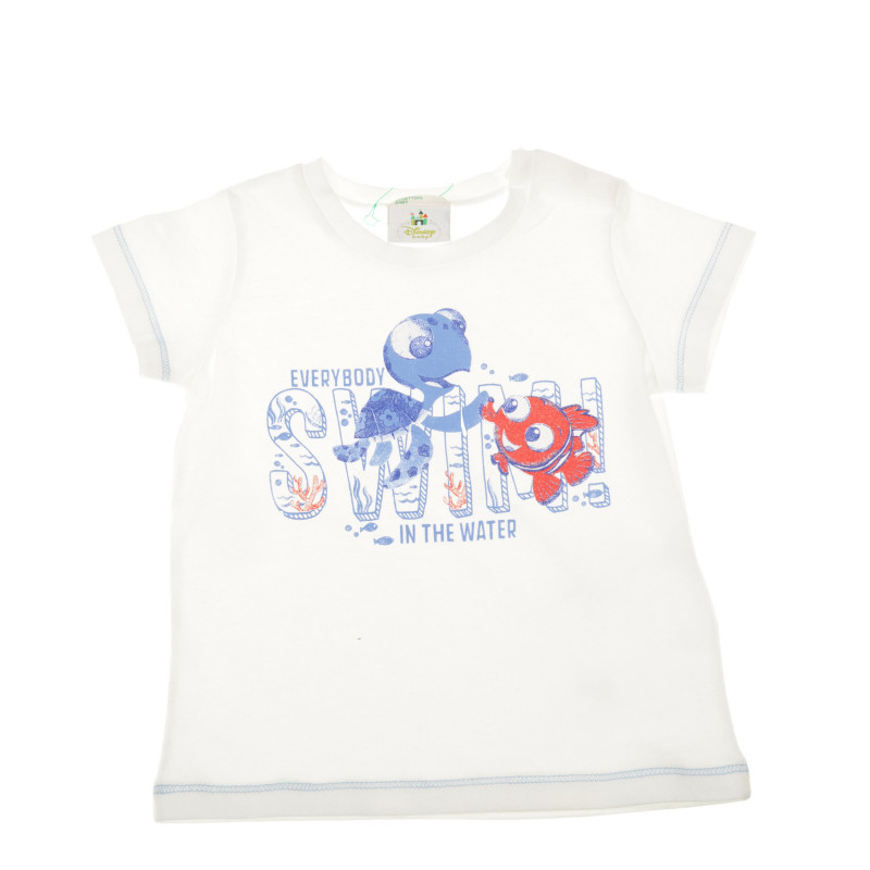 Памучна блуза с къс ръкав за бебе и цветен принт от детска анимация за момче  57907