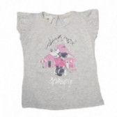 памучна блуза с къс ръкав за бебе с цветен принт на Мини Маус за момиче Benetton 57919 