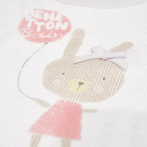 памучен потник за бебе с цветен принт на зайче за момиче Benetton 57970 4