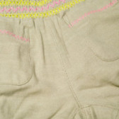 Къс панталон с бродерия в жълто и розово за бебе момиче Benetton 58205 3