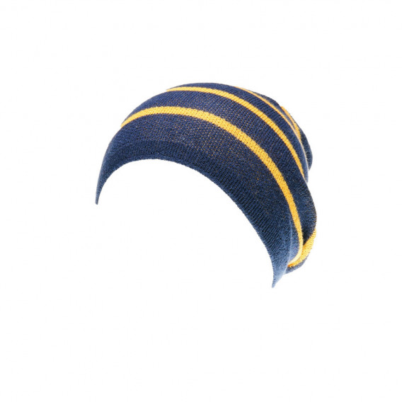 плетена шапка за момче на жълто райе Benetton 58368 