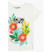 Памучна класическа тениска с цветен принт за момиче Boboli 58616 2