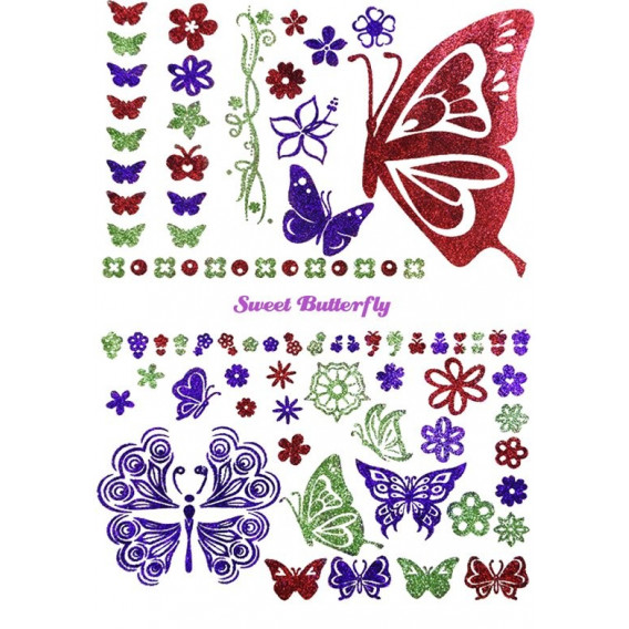 Комплект брокати 80 дизайна- пеперуди с 3 цвята Glitza 59211 8