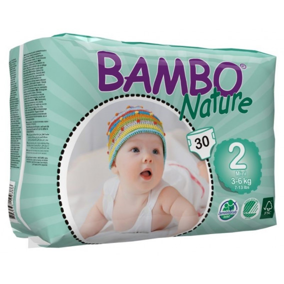 Еко пелени, Mini, размер 2, 30 бр. Bambo Nature 60107 2