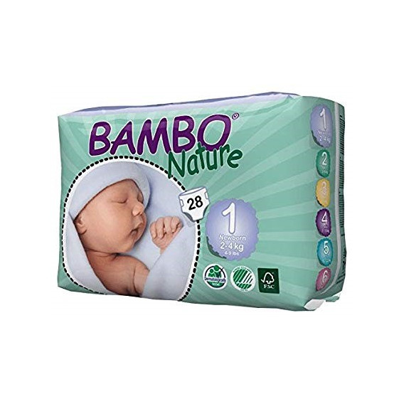 Еко пелени, Newborn, размер 1, 28 бр. Bambo Nature 60571 5