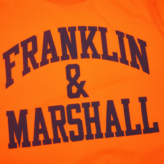 Памучна тениска с лого за момче, оранжева Franklin & Marshall 61897 3