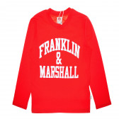Памучна блуза с дълъг ръкав, с лого за момче, червена Franklin & Marshall 61911 