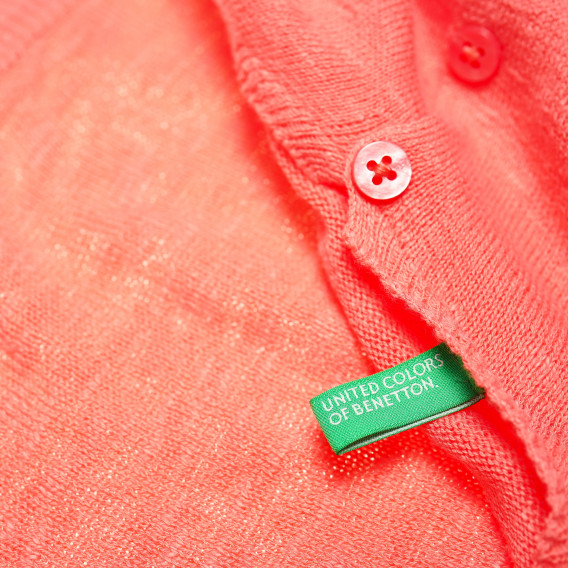 памучна жилетка за момиче, оранжева Benetton 62001 4