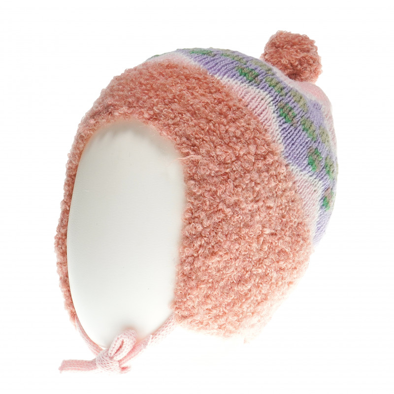 Плетена шапка за момиче с топче  62003