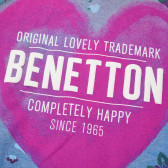 Памучна блуза с къс ръкав и лилаво сърце за бебе Benetton 62027 3