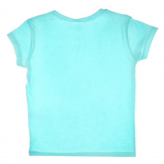 Синя памучна тениска за момиче с пеперуда Benetton 62044 2