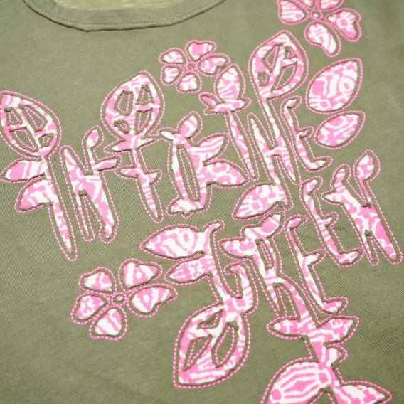 памучна тениска за момиче с розов надпис Benetton 62073 3