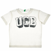 памучна блуза с къс ръкав и тъмносиня щампа за бебе момче Benetton 62136 