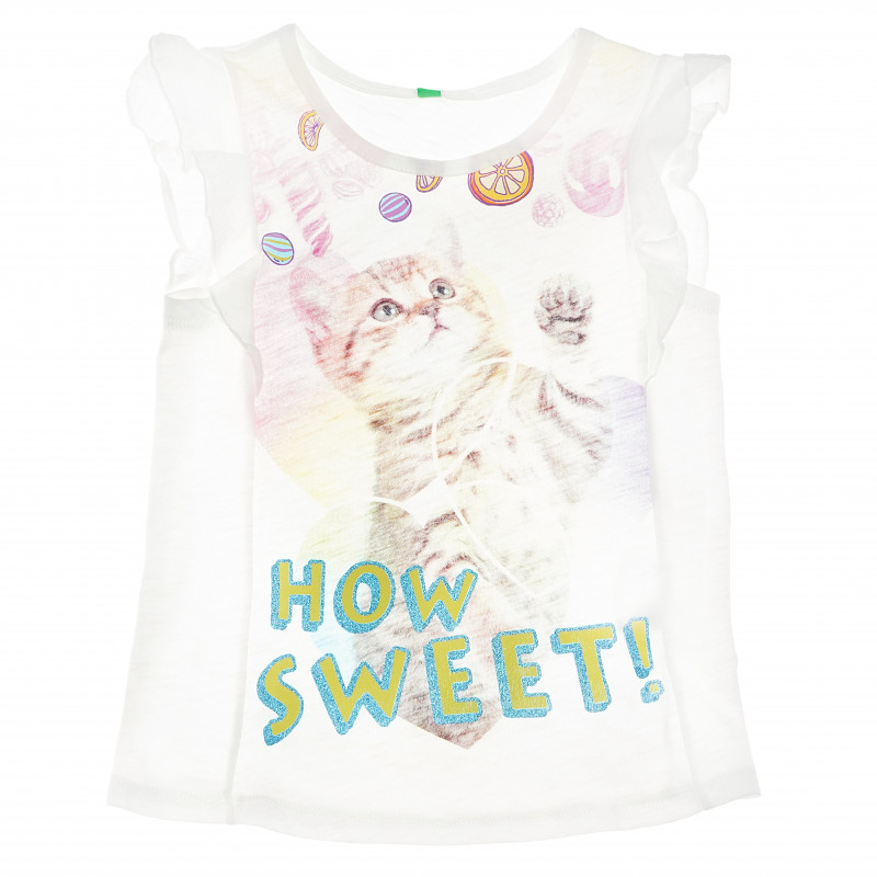 памучна тениска за момиче с коте  62151