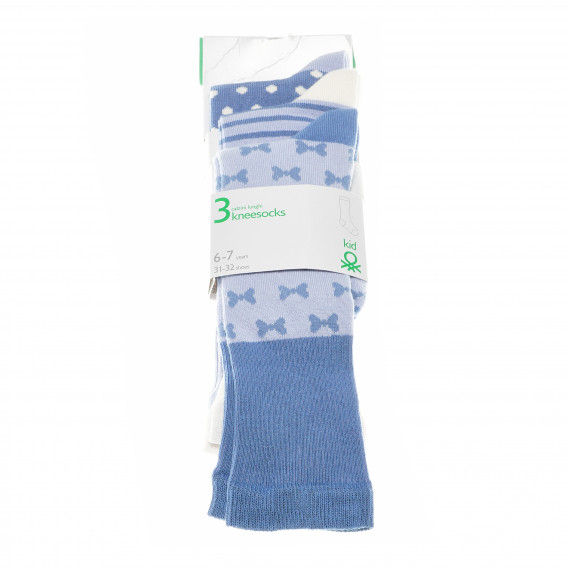 комплект дълги чорапи от 3 броя за момиче Benetton 62251 3