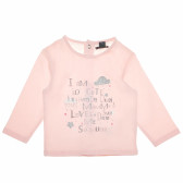 Розова блуза с дълъг ръкав и надпис с блестящ сребрист брокатза бебе момиче KIABI 62434 5