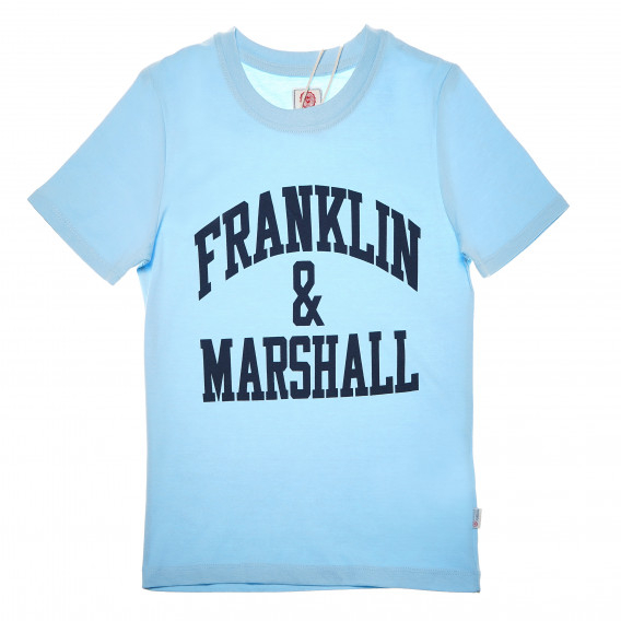 Памучна тениска с лого за момче, светло синя Franklin & Marshall 62522 5