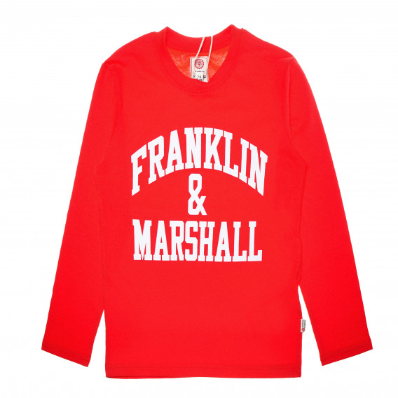 Памучна блуза с дълъг ръкав, с лого за момче, червена Franklin & Marshall 62540 5