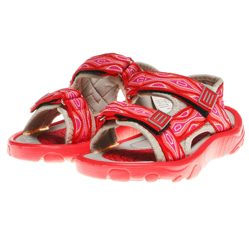 Туристически сандали с велкро закопчаване за момиче, червени  63091