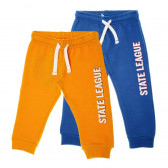 Комплект от два броя памучни панталони за бебе за момче син и оранжев Chicco 63701 