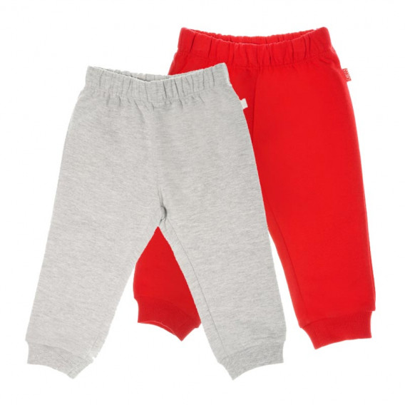 Комплект от два броя памучни панталони за бебе за момче сив и червен Chicco 63703 